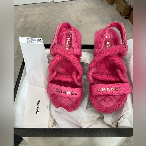 CHANEL Dad Cord Sandals- Pink - Picture 1 of 8